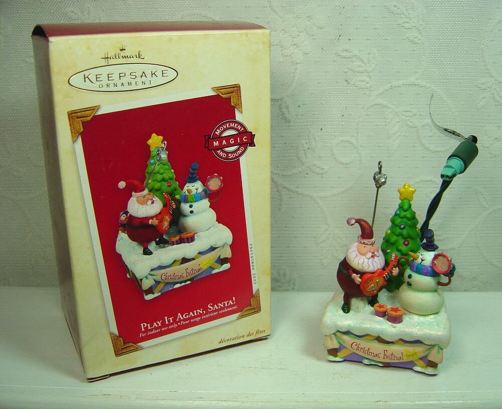 HALLMARK ORNAMENT-PLAY IT AGAIN, SANTA-MAGIC WITH MOVEMENT & SOUND-2003